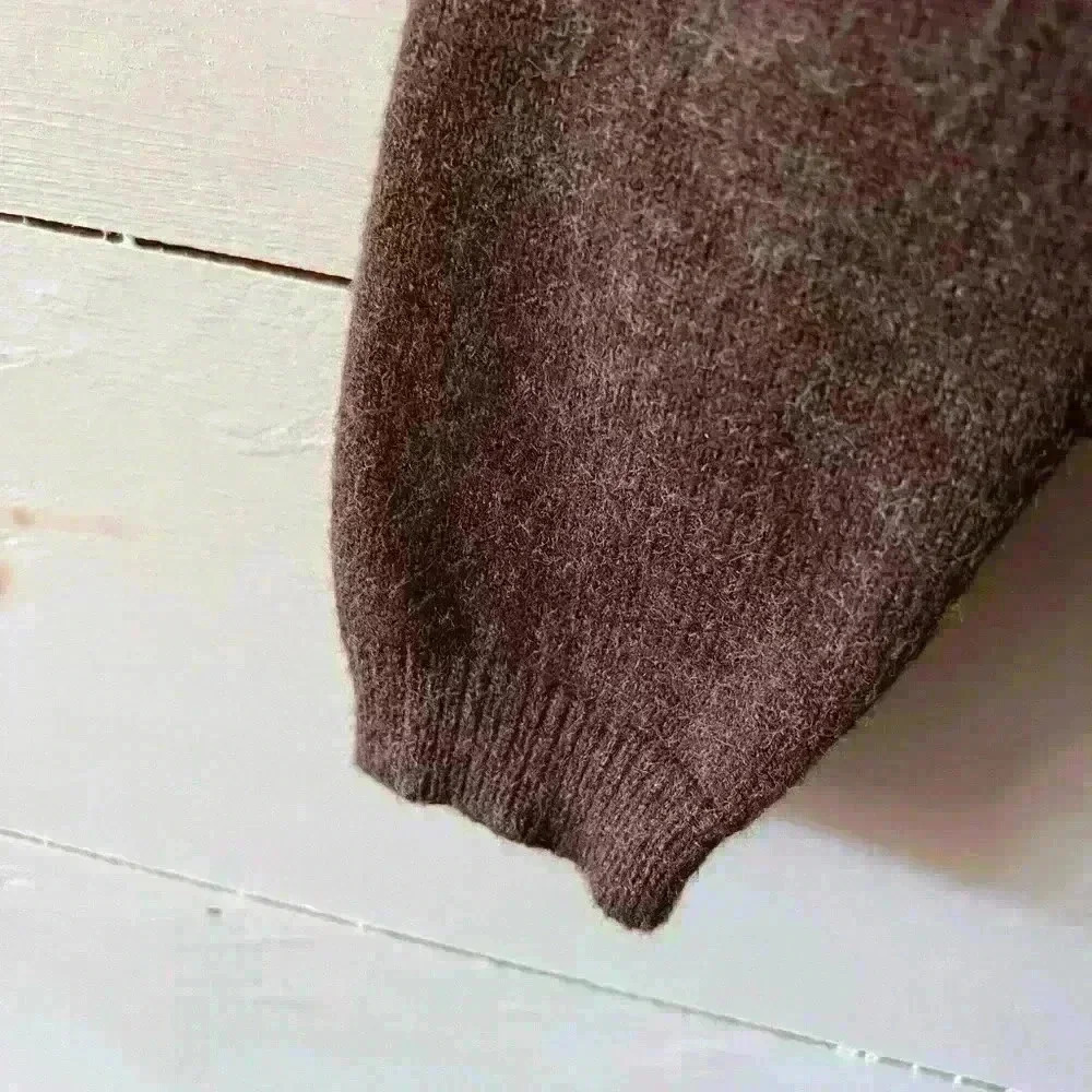 Sadie & Sage angora & polyester s/m sweater, distressed destroyed hem, brown EUC - Picture 5 of 6